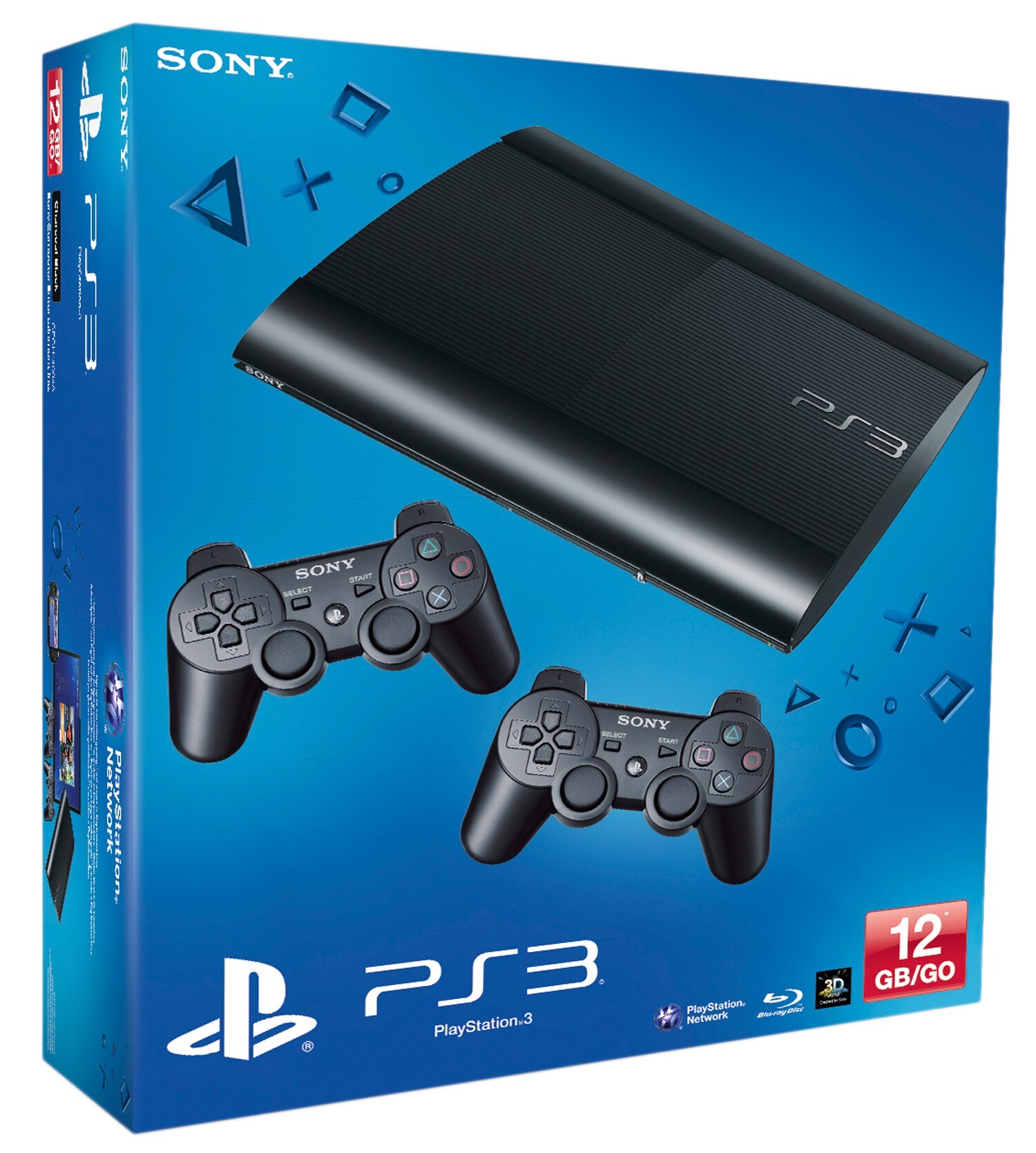 PlayStation 3, 12 GB + 2 x Dualshock 3-kontroller - Spillkonsoll - Elkjøp