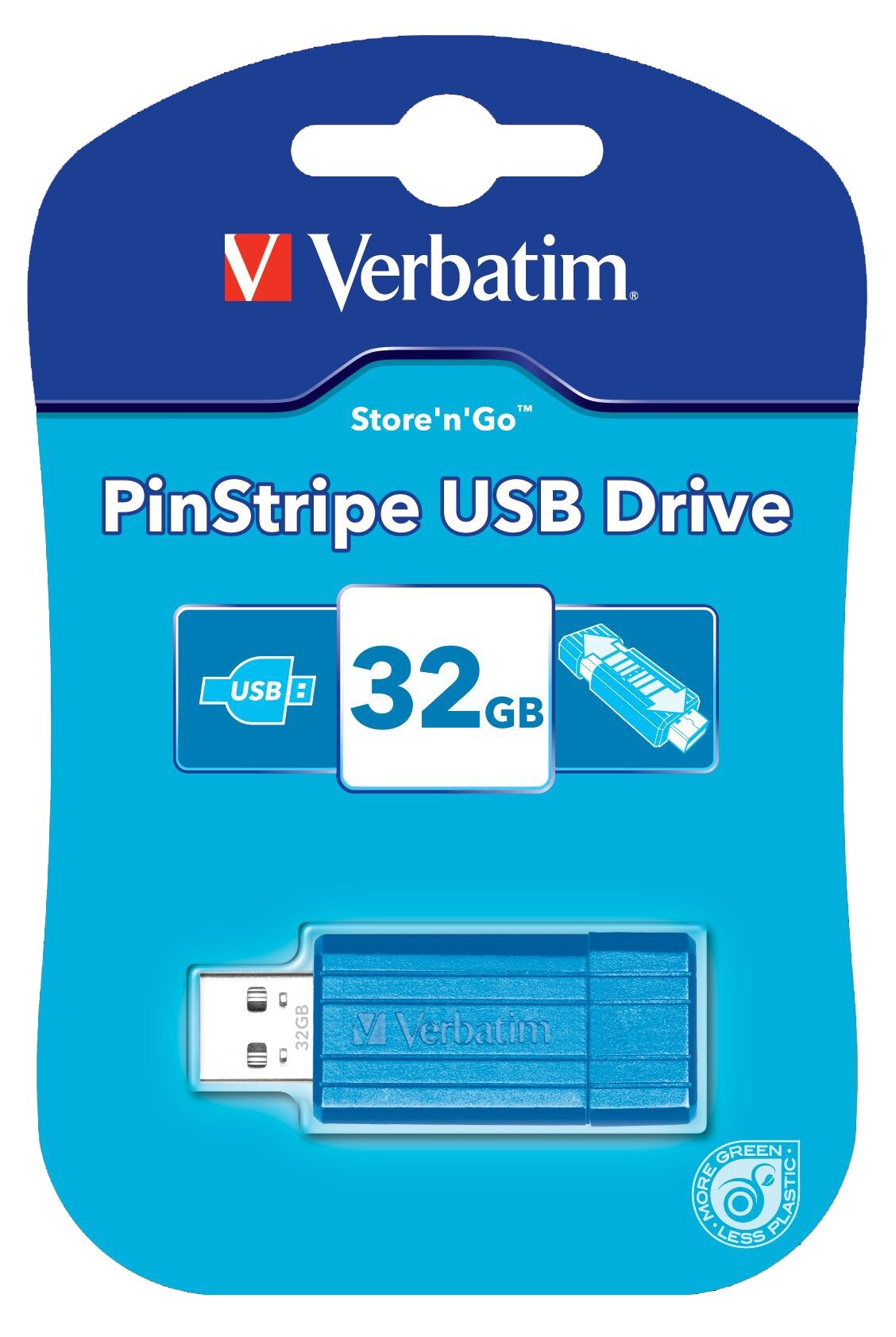 Verbatim USB-minne 32 GB PinStripe (Caribean blue) - Minnekort og ...