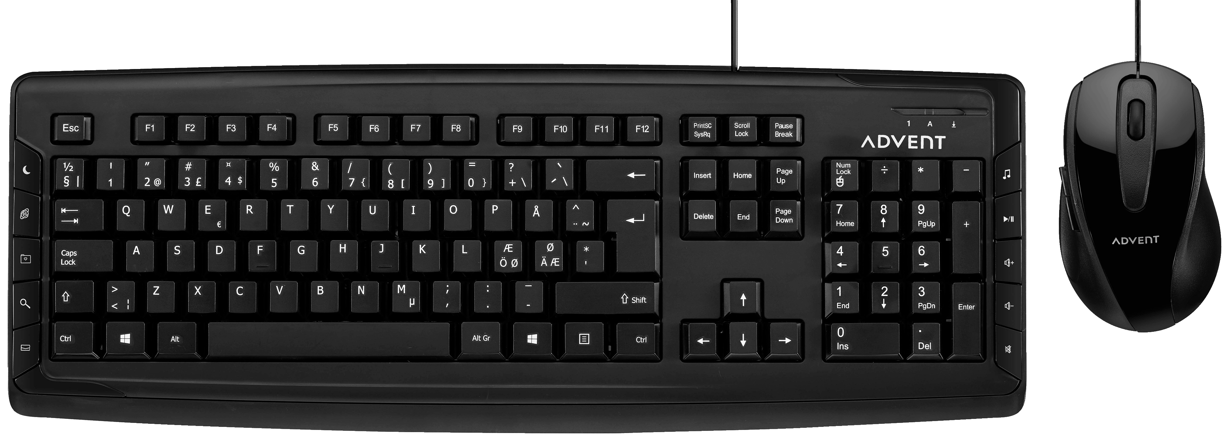 Advent kablet tastatur og mus (sort) - Mus og tastatur - Elkjøp