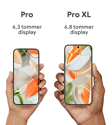 Pixel 9 Pro og 9 Pro XL sammenligning av størrelsen