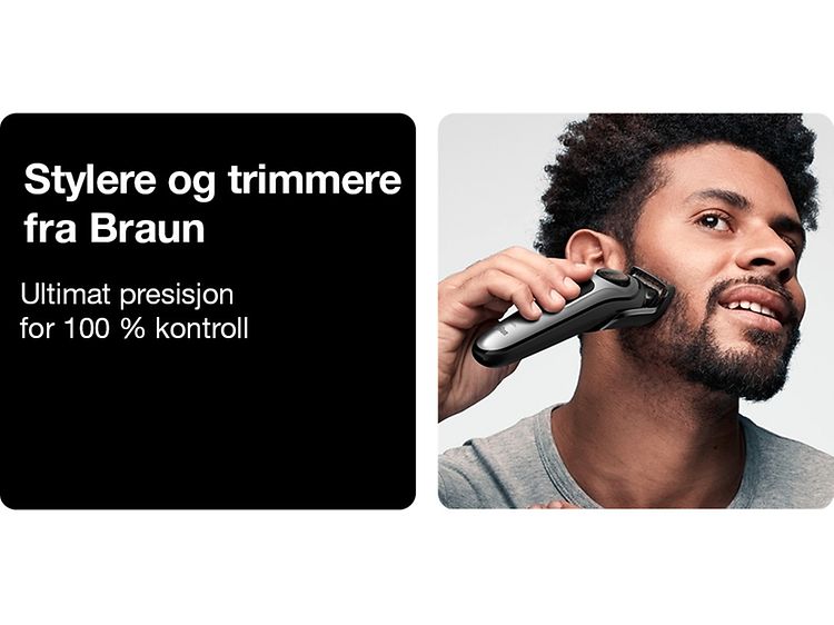 En mann bruker en Braun skjeggtrimmer BT5260
